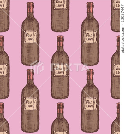 Sketch wine bottle in vintage style Sketch wine bottle in vintage style 13027447