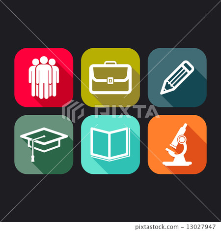 flat icons for web and mobile applications with... - Stock Illustration ...