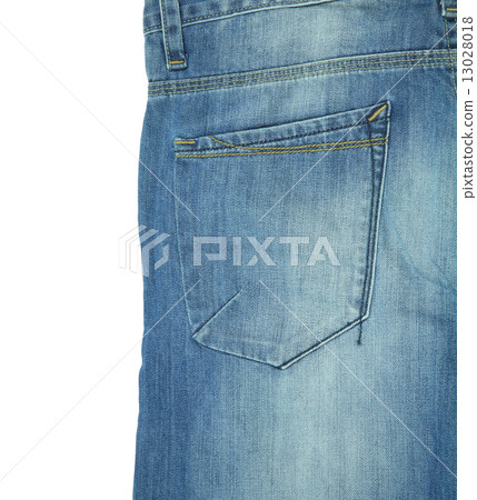 Back pocket of blue jeans isolated on white 13028018