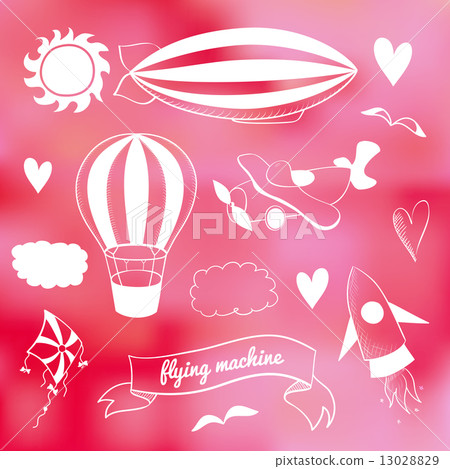 Romantic vector set with flying transport 13028829