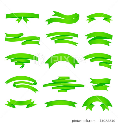 Vector green ribons set, isolaten on background 13028830