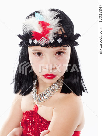 Little Girl in Wig and Red Dress in 1930ties Style Little Girl in Wig and Red Dress in 1930ties Style 13028847
