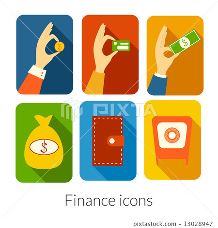 Business rectangular icons with rounded corners 13028947
