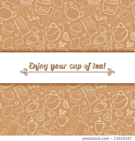 Tea and sweets vector background 13029287