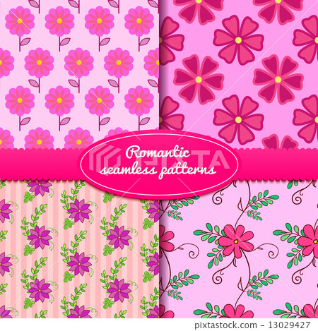 Four vector seamless romantic patterns - Stock Illustration [13029427 ...