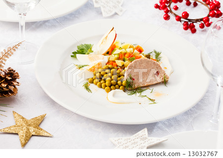 Foie gras pate with salad 13032767