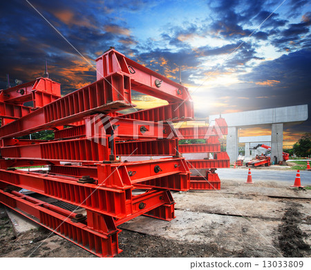 heavy trains bridge crossing highways in construction with part heavy trains bridge crossing highways in construction with part 13033809