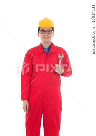 asian male engineer holding a wrench 13034131