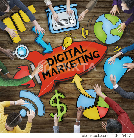 Group of People Around Word Digital Marketing 13035407