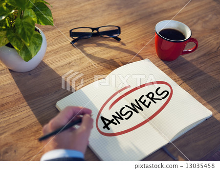 Hand with a Note and a Single Word Answers 13035458