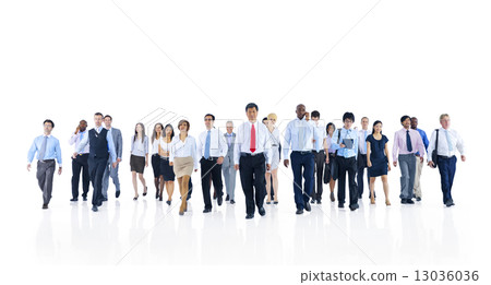 Large Group of Business People Walking 13036036