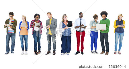 Multiethnic Group of People Using Digital Devices Multiethnic Group of People Using Digital Devices 13036044