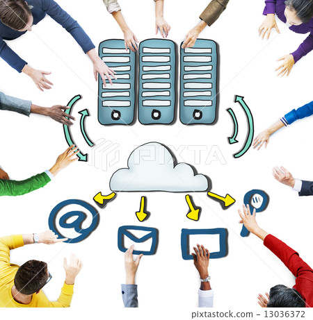Aerial View of People and Cloud Computing Concepts Aerial View of People and Cloud Computing Concepts 13036372