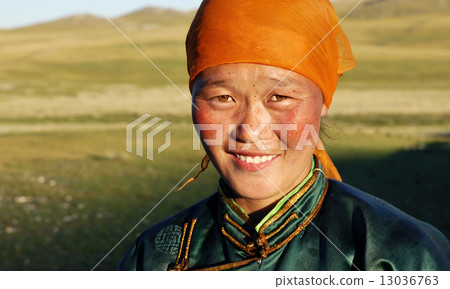 Beautiful Young Mongolian Lady in the Late Afternoon Sun 13036763