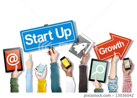Hands Holding Devices Start Up Symbols Hands Holding Devices Start Up Symbols 13036842