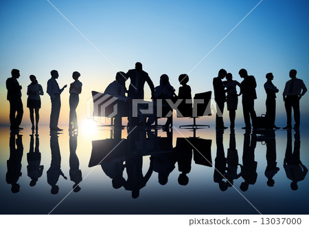 Silhouettes of Diverse Business People with Different Activities 13037000