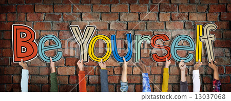 Group of Hands Holding Word Be Yourself 13037068
