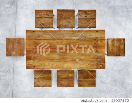Wooden Conference Table and Chairs in Industrial Building Wooden Conference Table and Chairs in Industrial Building 13037370