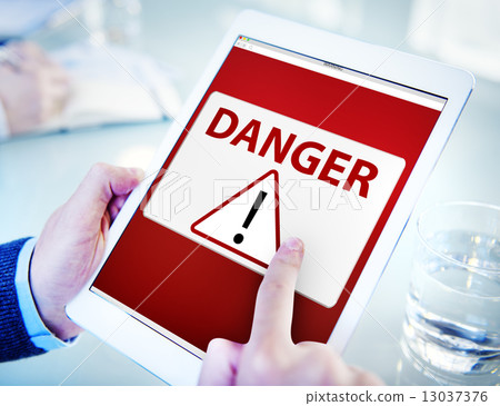 Man Using a Digital Tablet with Virus Man Using a Digital Tablet with Virus 13037376