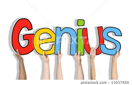 Group of Hands Holding Word Genius 13037489