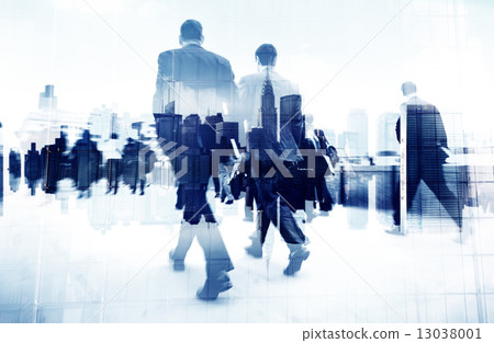 Abstract Image of Business People Walking on the Street 13038001