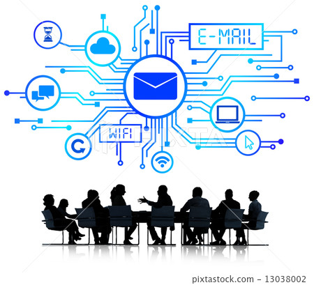 Silhouettes of Business People and E-Mail Concepts 13038002