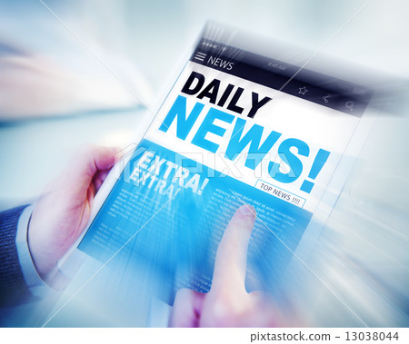 Businessman Holding Tablet Daily News Concept Businessman Holding Tablet Daily News Concept 13038044