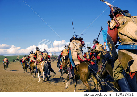 Crowd Of Fully Armored Soldiers Reenacting Historical Event 13038451