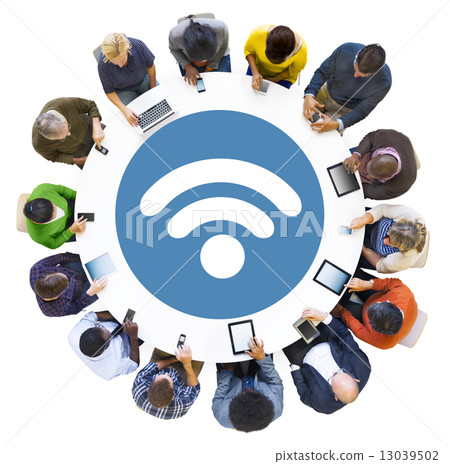Diverse People Using Digital Devices with Diverse Symbol Diverse People Using Digital Devices with Diverse Symbol 13039502