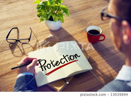 Man with a Note and a Single Word Protection Man with a Note and a Single Word Protection 13039894