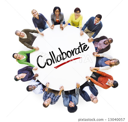 Diverse People in a Circle with Collaborate Concept Diverse People in a Circle with Collaborate Concept 13040057