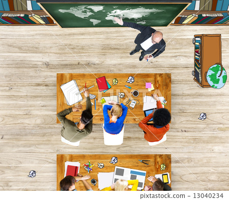 Group of Student Sleeping in Photo and Illustration 13040234