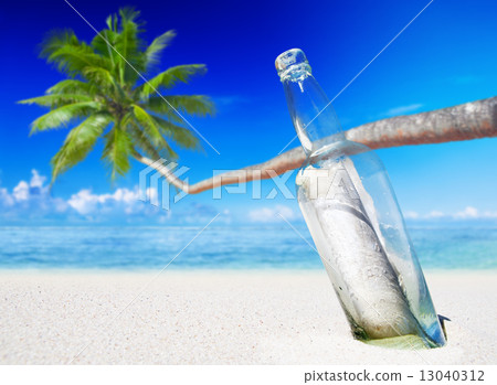 Message in a Bottle on Beach. Message in a Bottle on Beach. 13040312