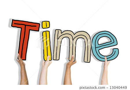 Diverse Hands Holding the Word Time 13040449