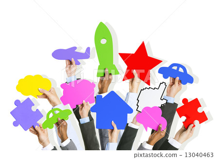 Group of Business Hands Holding Symbol 13040463