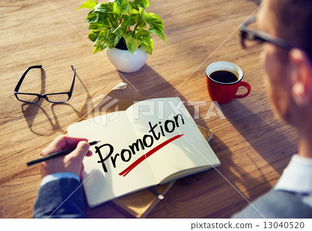 A Man Brainstorming with Promotion Concept 13040520