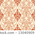 Vector. Seamless elegant damask pattern. Warm colors. 13040909