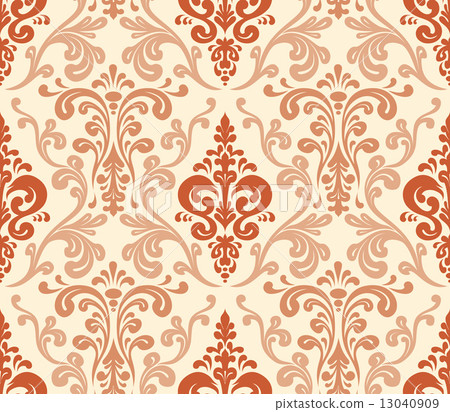 Vector. Seamless elegant damask pattern. Warm colors. Vector. Seamless elegant damask pattern. Warm colors. 13040909