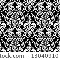 Vector. Seamless elegant damask pattern. Black and white 13040910