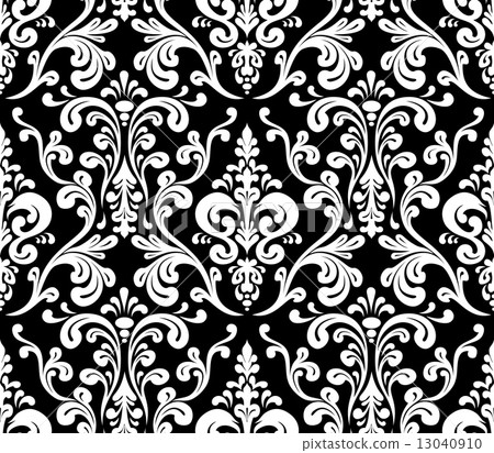Vector. Seamless elegant damask pattern. Black and white Vector. Seamless elegant damask pattern. Black and white 13040910