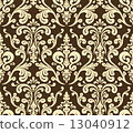 Vector. Seamless elegant damask pattern. Golden colors 13040912