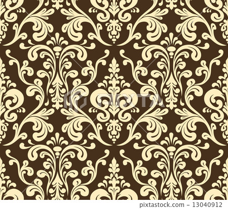Vector. Seamless elegant damask pattern. Golden colors 13040912