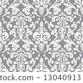 Vector. Seamless elegant damask pattern. Grey and white 13040913