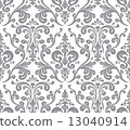 Vector. Seamless elegant damask pattern. Grey and white 13040914