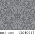 Vector. Seamless elegant damask pattern. Grey 13040915