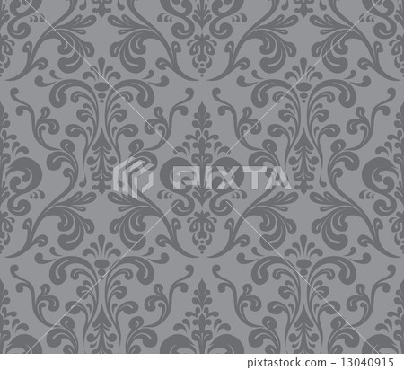 Vector. Seamless elegant damask pattern. Grey 13040915