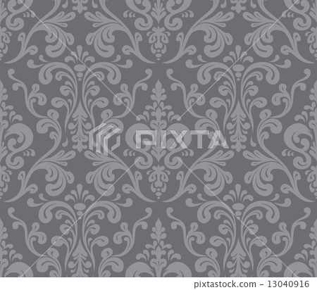 Vector. Seamless elegant damask pattern. Grey 13040916