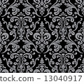 Vector. Seamless elegant damask pattern. Grey and black 13040917