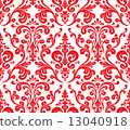 Vector. Seamless elegant damask pattern. Red and white 13040918