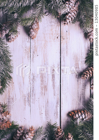 White shabby Christmas border 13040985